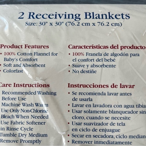 2 Vintage Receiving Baby Blankets Cotton USA 1980's Teddy Bear NOS 30X30 Kmart - Picture 5 of 9